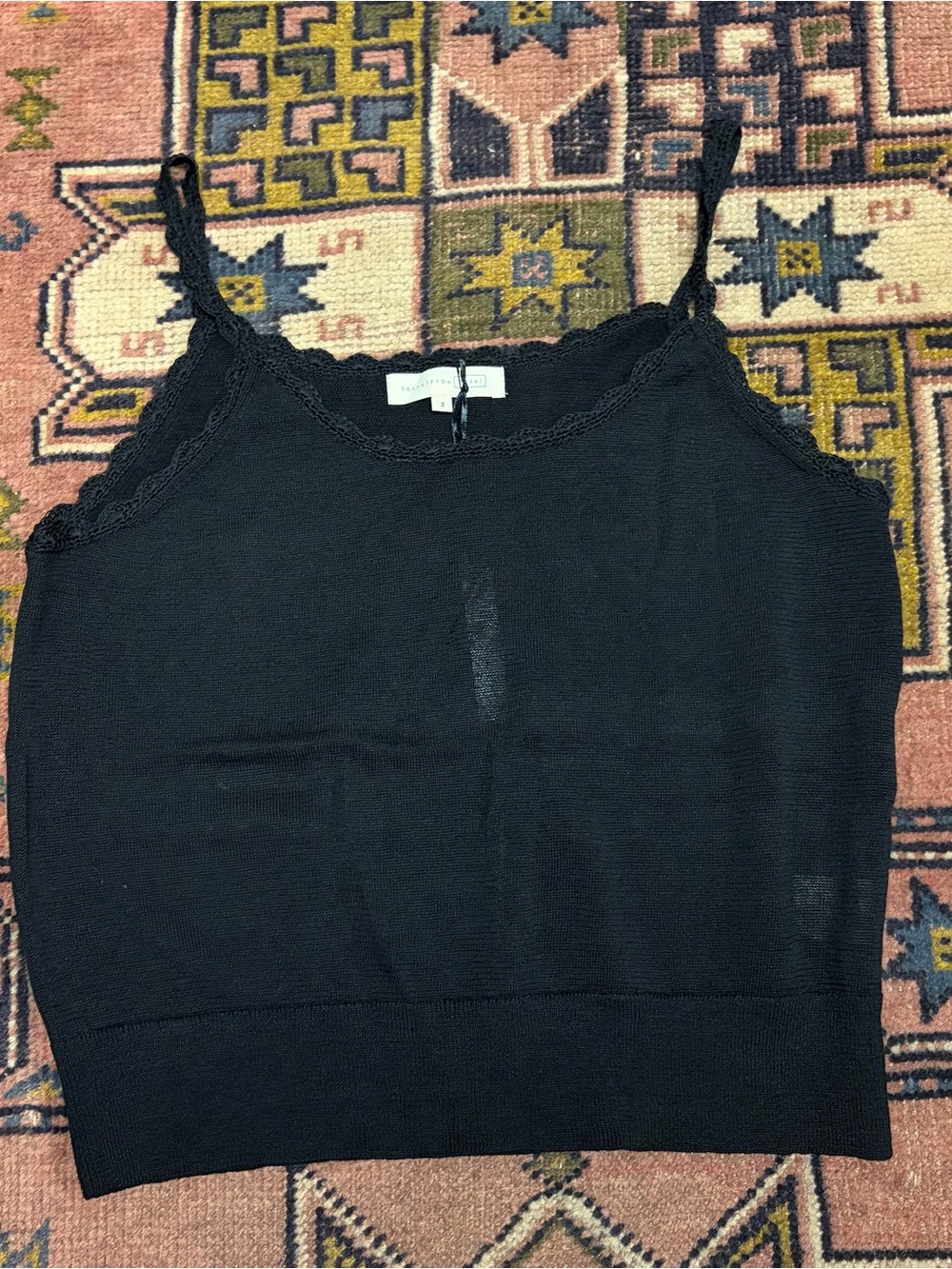 Hansel from Basel Clover Cami Black Lace-Trim Knit Camisole Tank